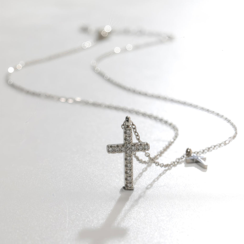 Acier inoxydable Minimaliste à structure diamantée Collier à double couche