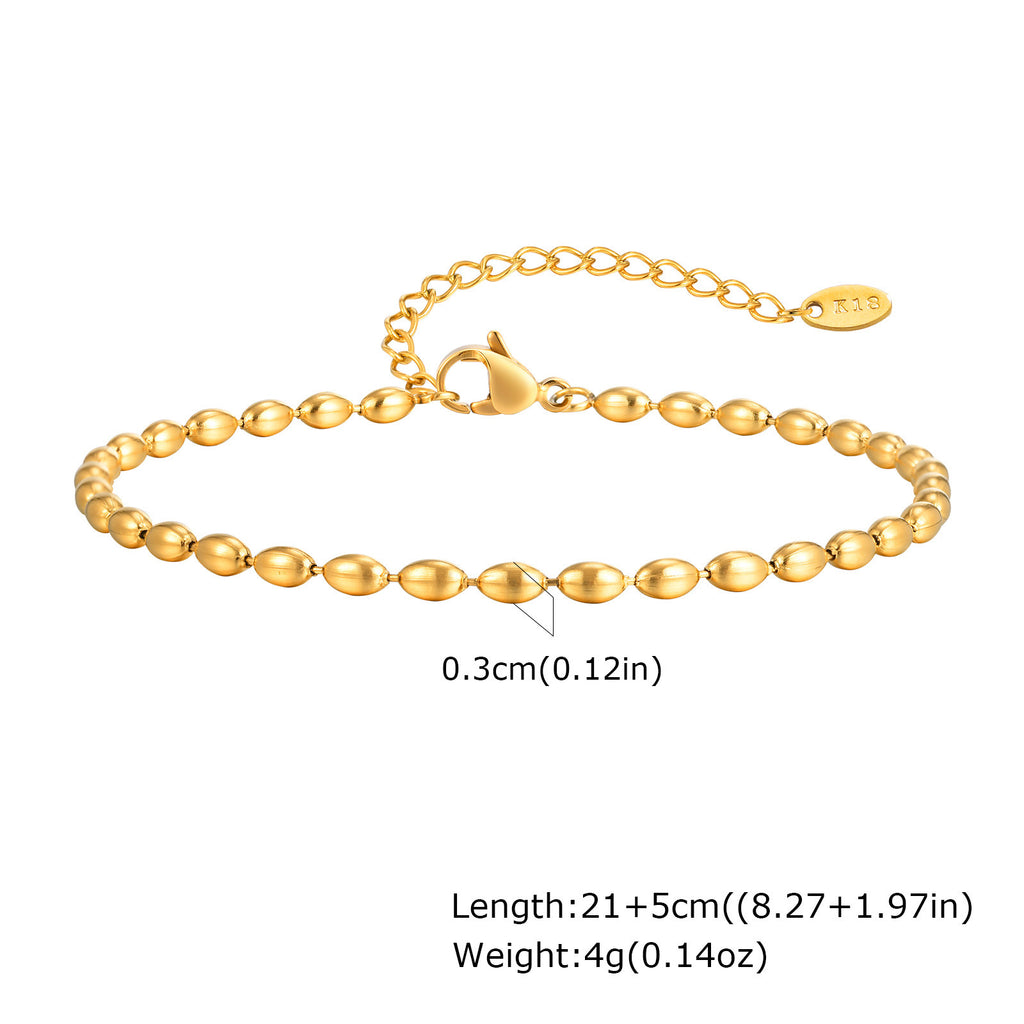 Rugby en acier inoxydable chaîne de perles Anklet pour les femmes