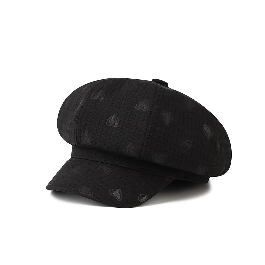 Version coréenne Soft Texture Texturé Chapeau octogonal en forme de cœur avec petit motif