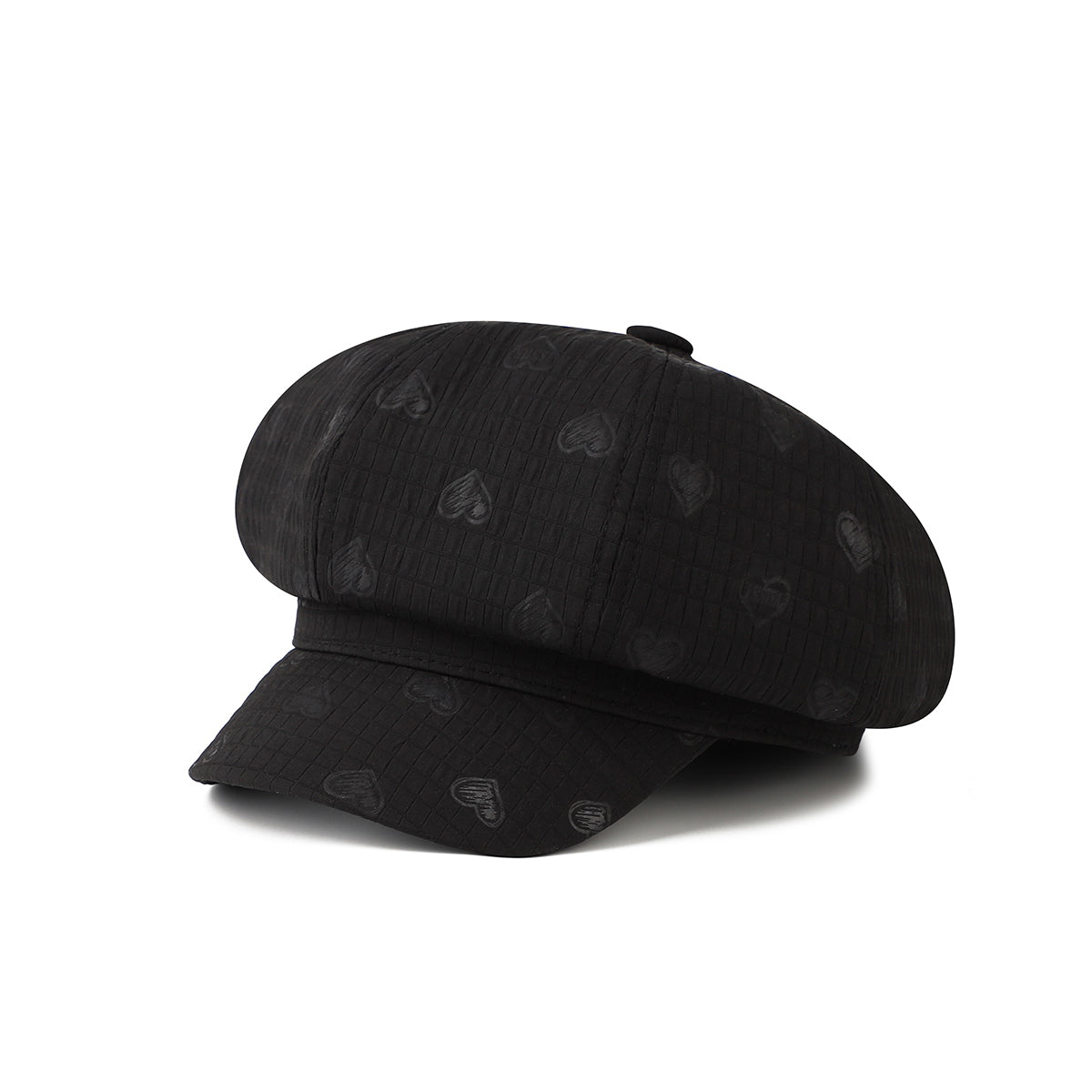 Version coréenne Soft Texture Texturé Chapeau octogonal en forme de cœur avec petit motif