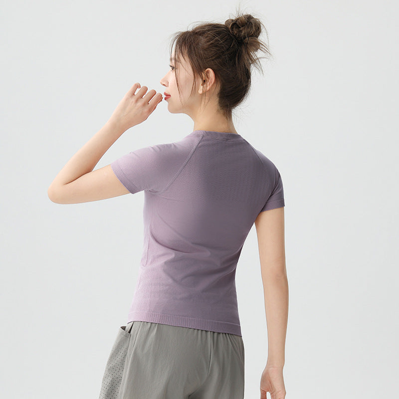 Courir rapidement à manches courtes pour femmes d'été mince entraînement de fitness Yoga Top Slim Fit