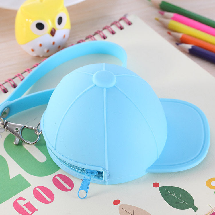 Mignon dessin animé chapeau couleur couleur Silicone Coin Purse