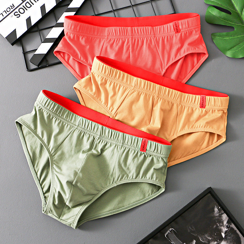 Triangle de coton couleur pure Triangle taille basse Respirant Triangle de sous-vêtements pour hommes