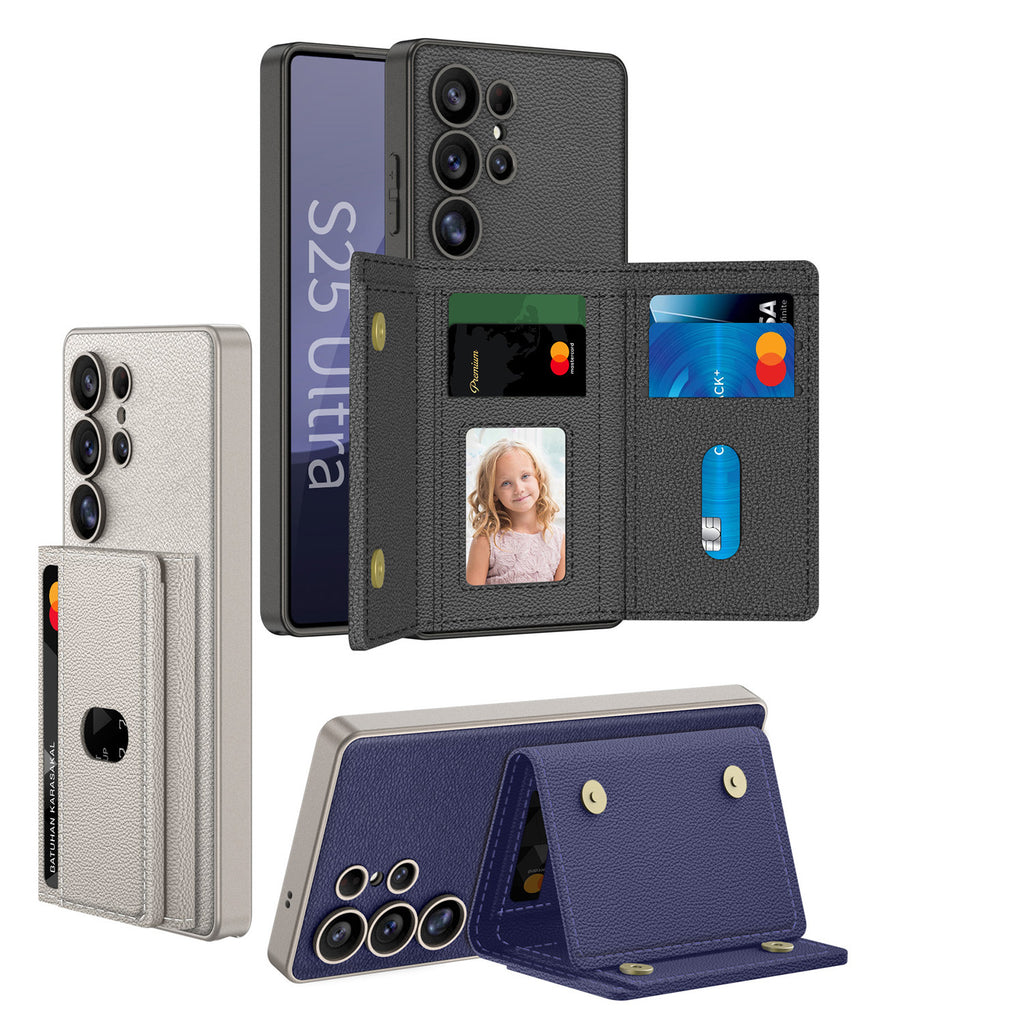 Boîtier de téléphone de chargeur sans fil intégré Wallet magnétique avec support