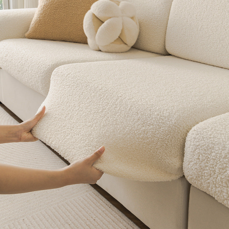 Couvre-sofa stretch de couleur solide crémeuse