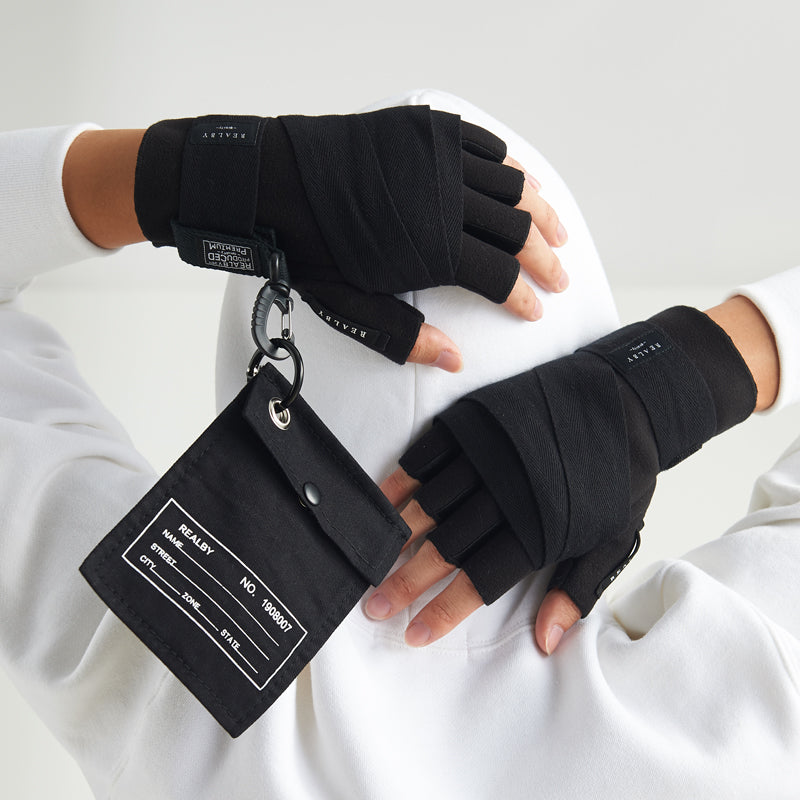 Gants de sport demi-doigts de boxe de fitness pour hommes Bande de bande intégrée