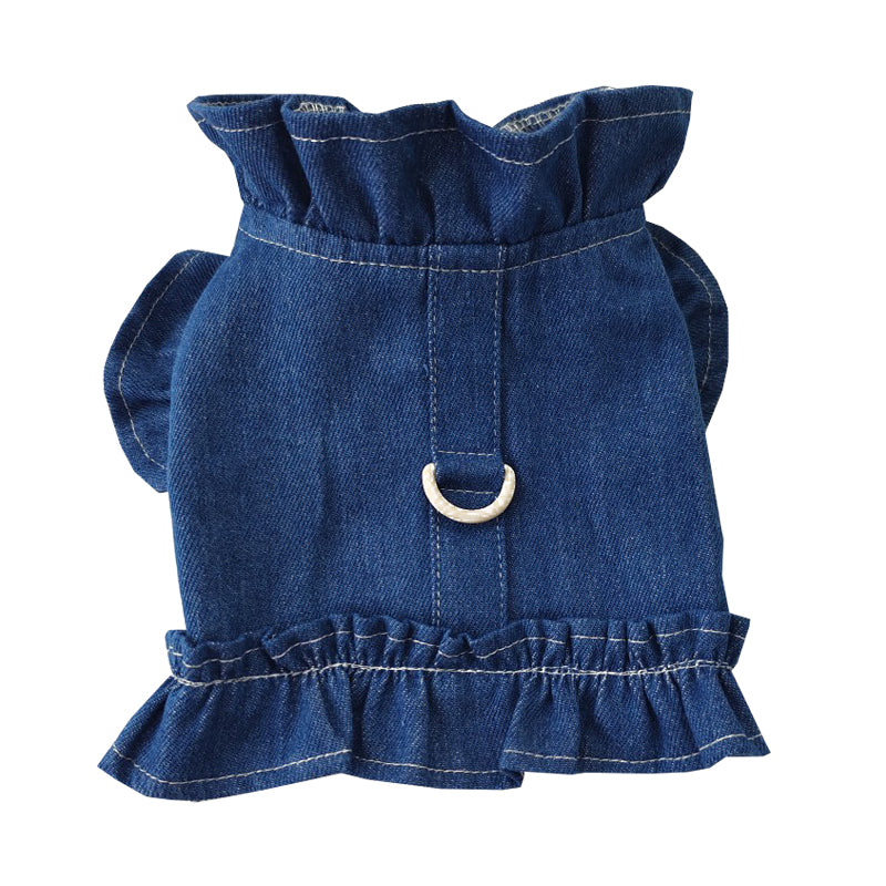 Animaux de compagnie Jeans Robe Habillement Dog Ruffles Vest Pet Harness Denim Robe Puppy Bleu Jeans Vêtements