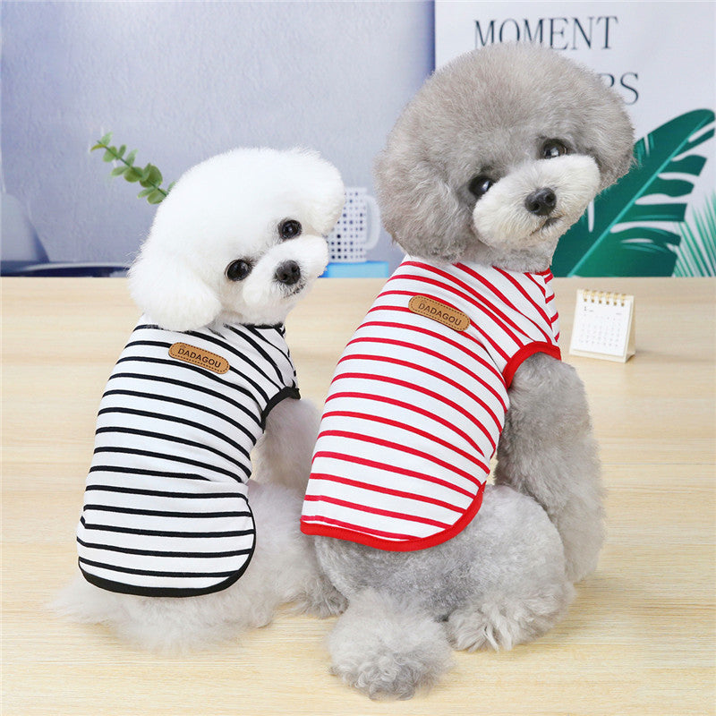 Vêtements pour animaux de compagnie Veste rayée Printemps et Été Loisirs
