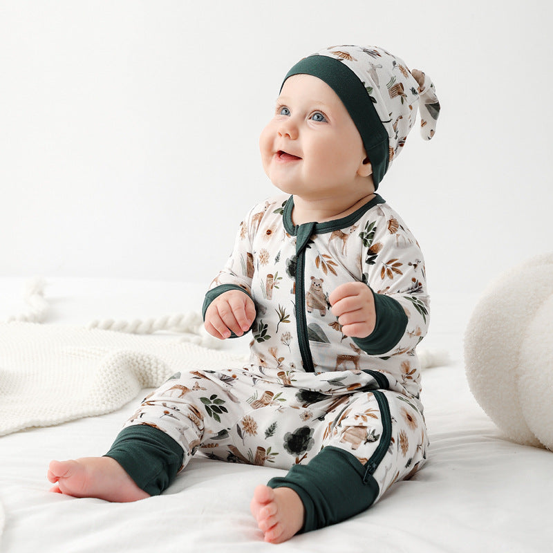 Jusheng Vêtements Commerce extérieur Bamboo Fibre de bébé combinaisons de saut au printemps et d'automne manches longues D