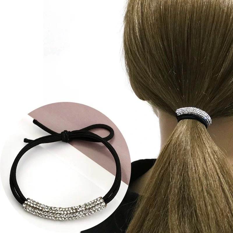 Femme Poneytail Coiffure Anneau Cristal Accessoires de cheveux demi cheveux élastique Diamond