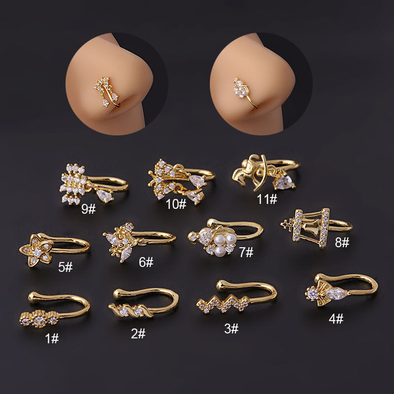Micro-paved Zircon Nez Clip Non-piercing Nez Bijoux