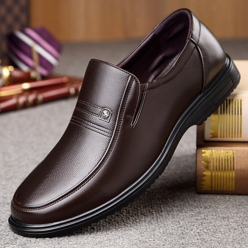 Chaussures décontractées en cuir véritable en cuir d'une semelle plate ronde pour hommes
