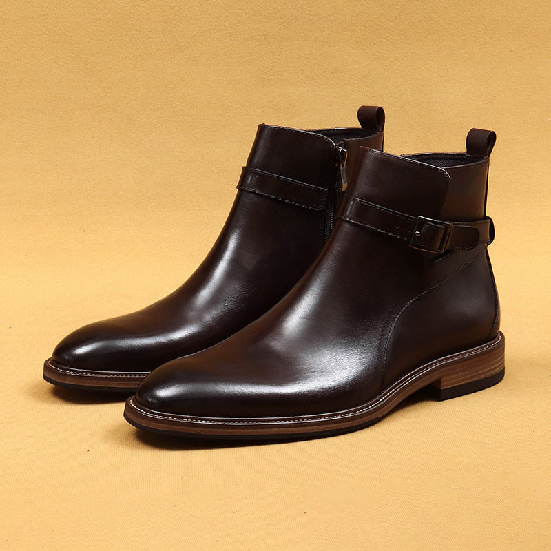 Bottes de cheville formelle d'affaires avec doublure en cuir véritable