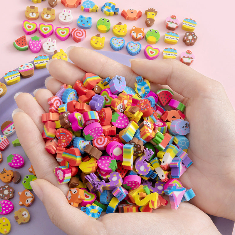 50 PCs Sacs de film perlescents Fruit Cartoon Mini Eraser