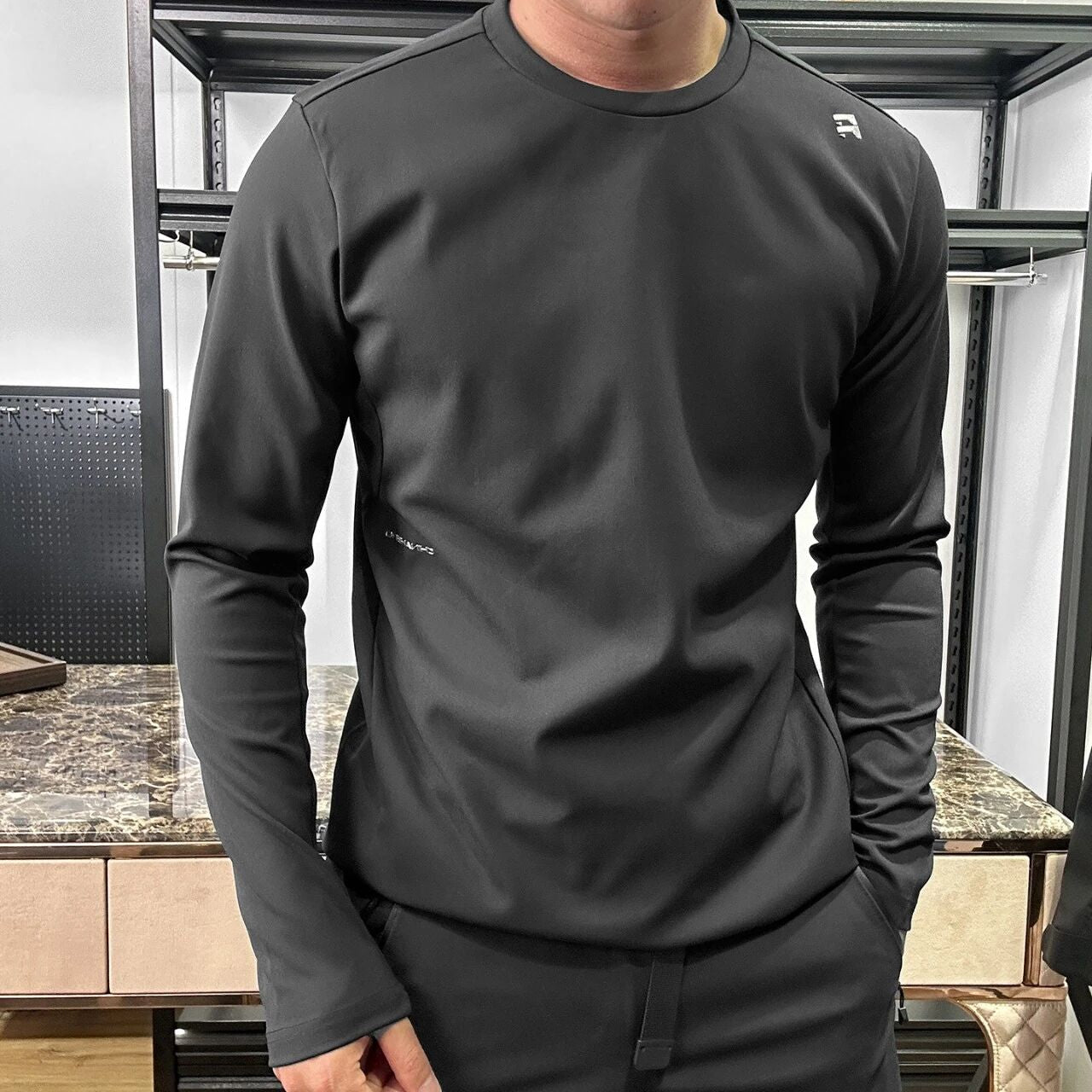 T-Shirt à manches longues et à sec rapide, cou d'équipage pour hommes