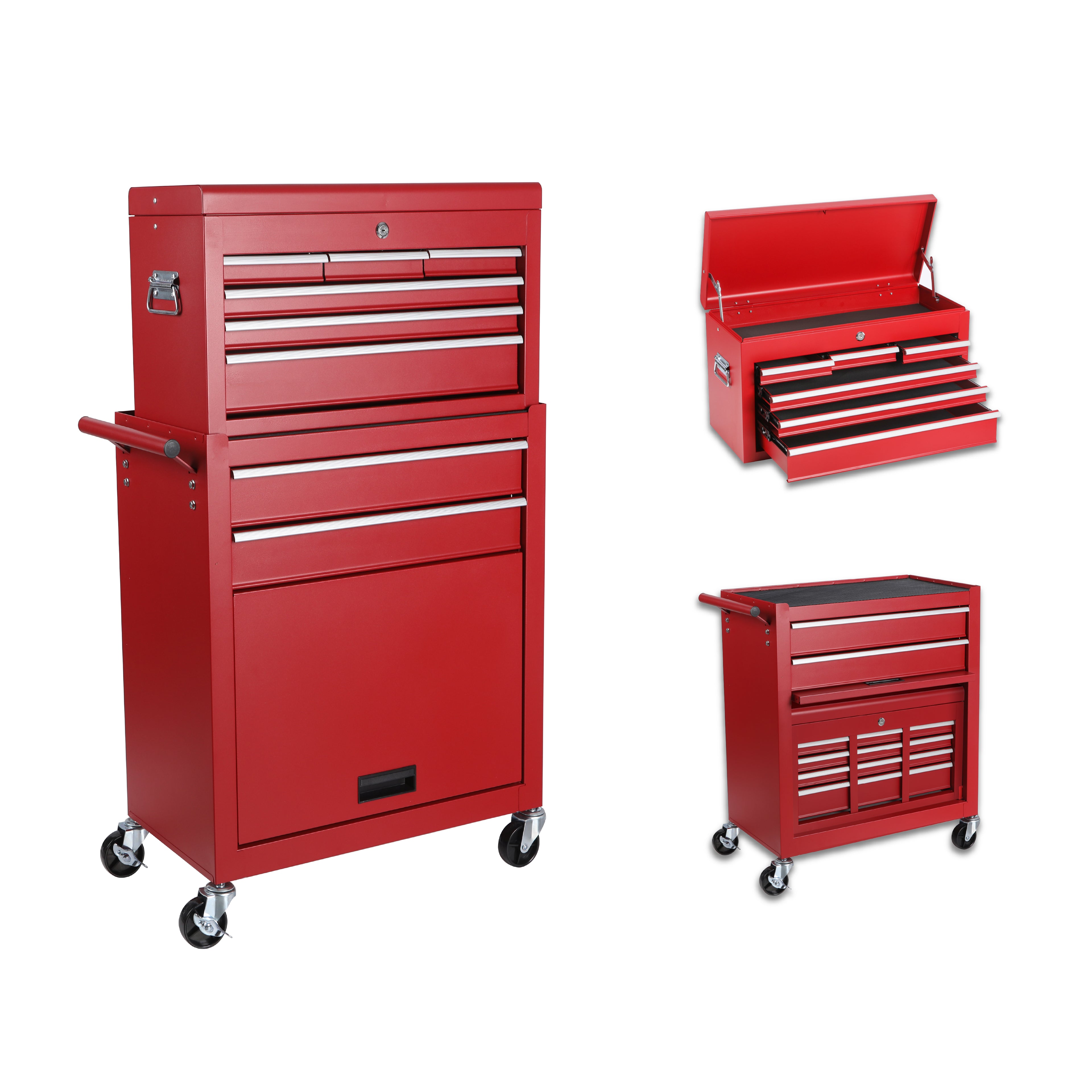 Boîte de rangement à outils à 8 tiroirs avec boîte à outils amovible 2 en 1