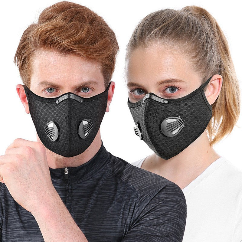 Masque de visage Sport Cycling avec valves de respiration au filtre au carbone actif