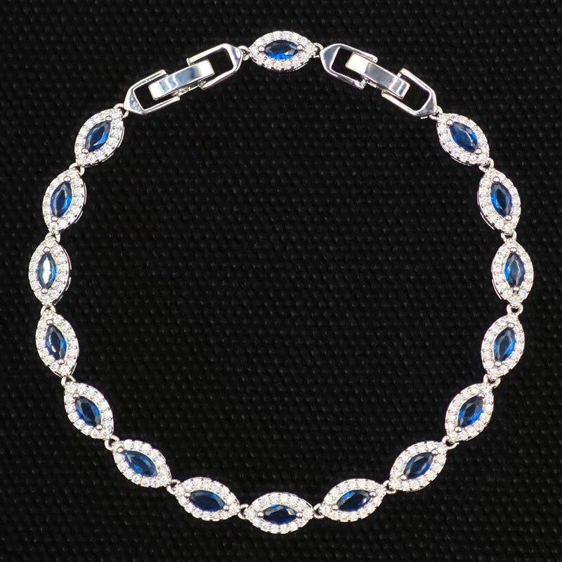 Bracelet de tennis Marquise Zircon de luxe Elégant argent ton cristal bijoux femmes party mer