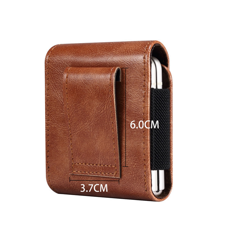 Applicable Flip Screen Mobile Phone Bag Suspendre Cuir Perforant Sac de pliage