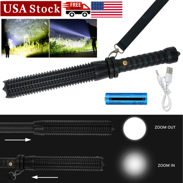 Lampe de poche LED rechargeable USB Retractable Torche 3 Mode Zoomable lumière de sécurité extérieur F
