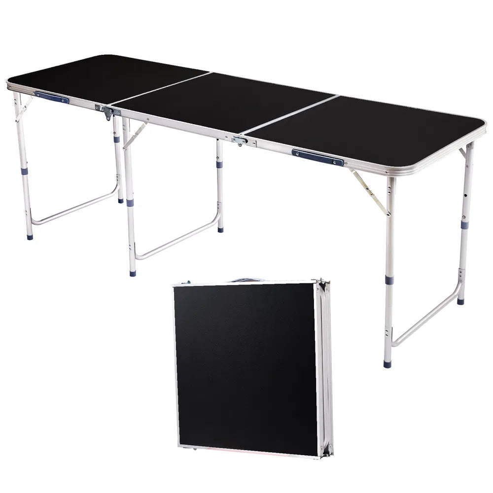 6ft Black Aluminum Alloy Folding Table
