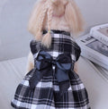Robe pour animaux de compagnie-style britannique plaid-noir-s-polyester-1 pièce