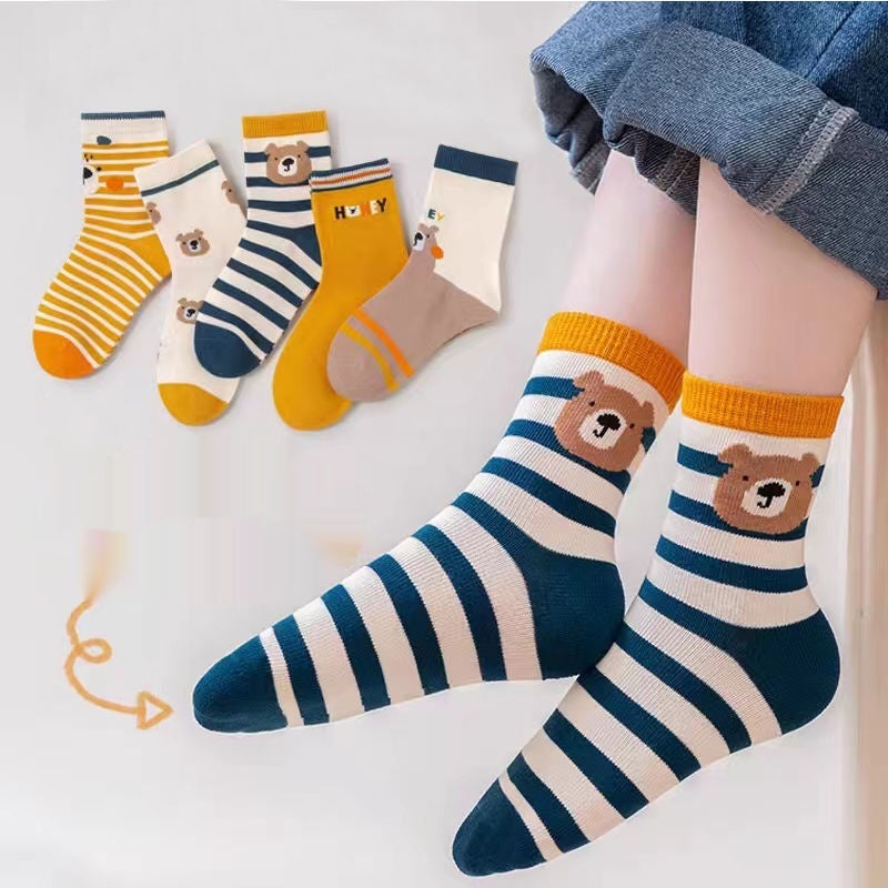 Chaussettes d'étudiant en coton peigné Cartoon Dinosaure