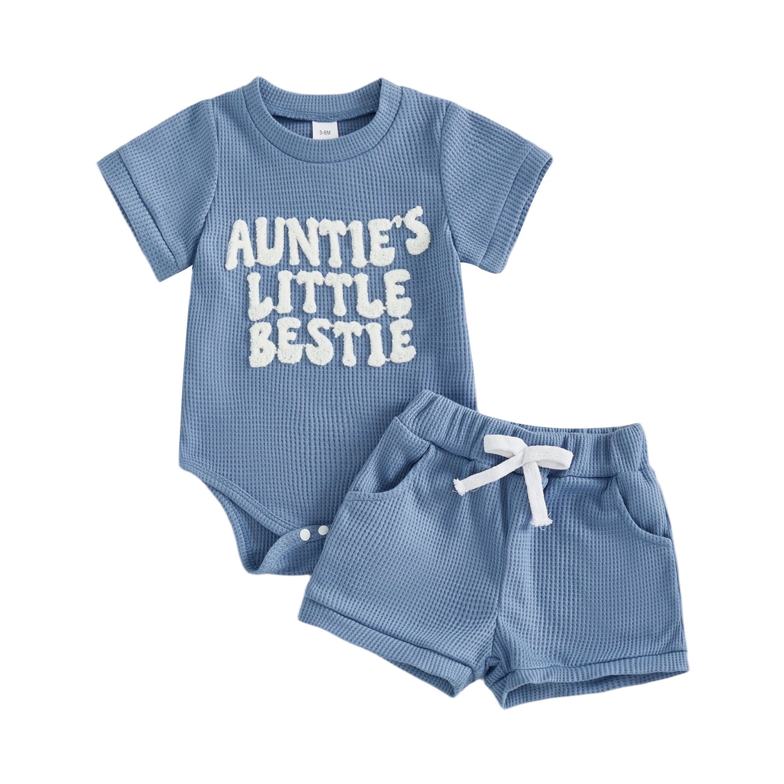 Baby Boy Romper Serviette de waffle-weave Brodé Lettre Top et Shorts
