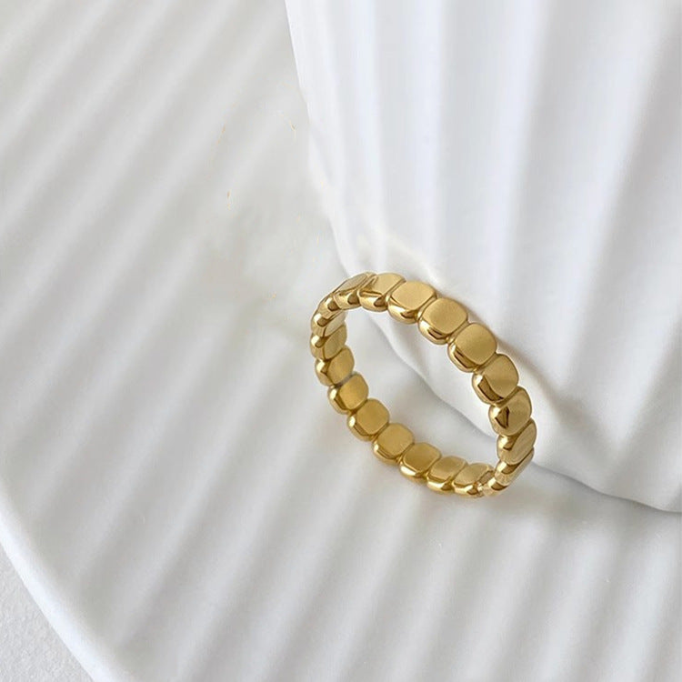 Bague plate ronde en acier titane Fashionable