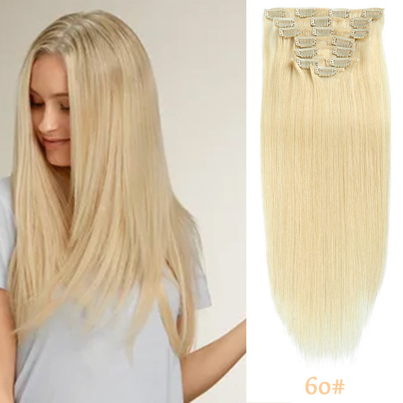 Clip-in cheveux réels cheveux humains sept-pièces ensemble 14 pouces 70g extensions de cheveux Perruque