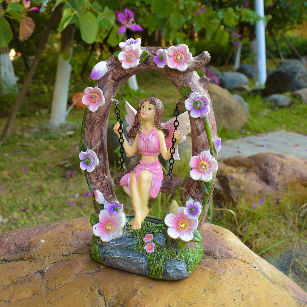 Resin Swing Angel Craft Mini lumière de nuit pour les ornements décoratifs de balcon