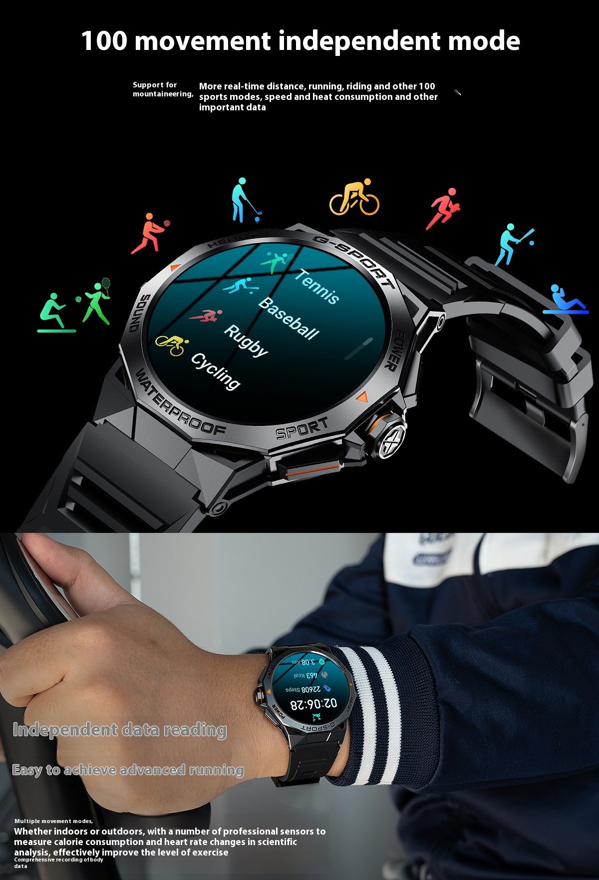 Écran Bluetooth appelant la météo Fréquence cardiaque Surveillance de l'oxygène du sang Smart Watch