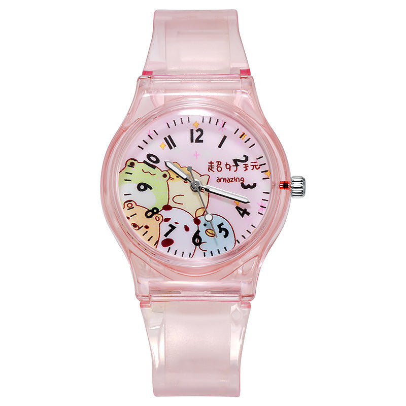 Montre de caricature pour enfants en PVC transparent