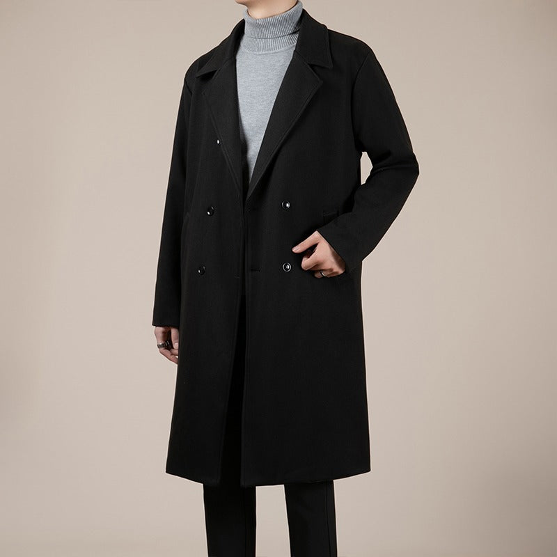 Autumn and Winter Trench Men's Mid-long Woolen Korean Coat