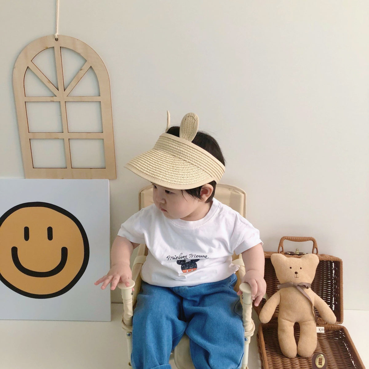 Chapeau de paille de visière résistant au soleil pour enfant