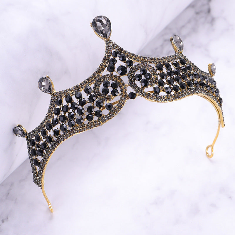 Retro Baroque Black Mariage Royale Couronne décorative