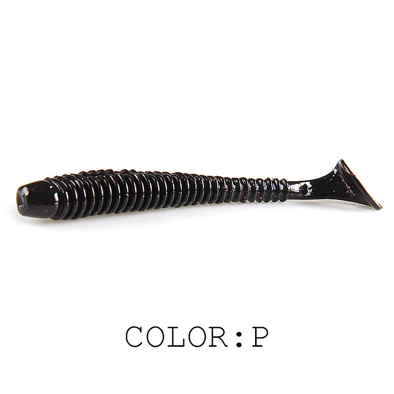 Luya Soft Fish Bait Thread T Tail Double Couleur avec sel