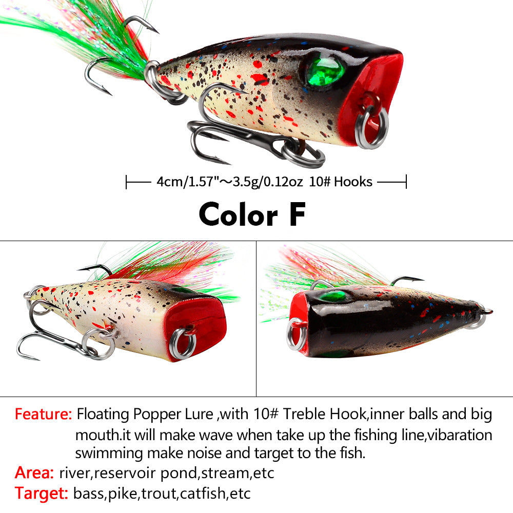 Lure bionique de plume en plastique coloré créatif