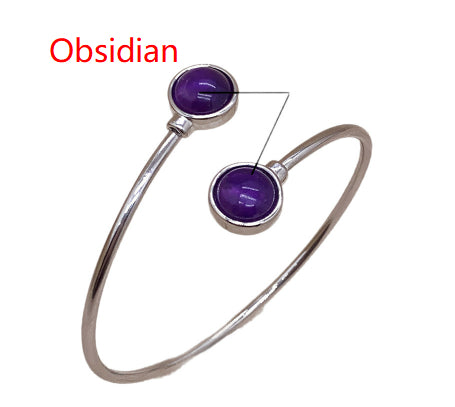 Bracelet Améthyste Bangle de cristal rond à double tête