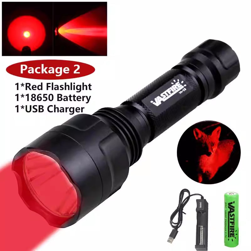 Puissante lampe de poche rouge C8 Tactical Vert Rouge Torche blanche