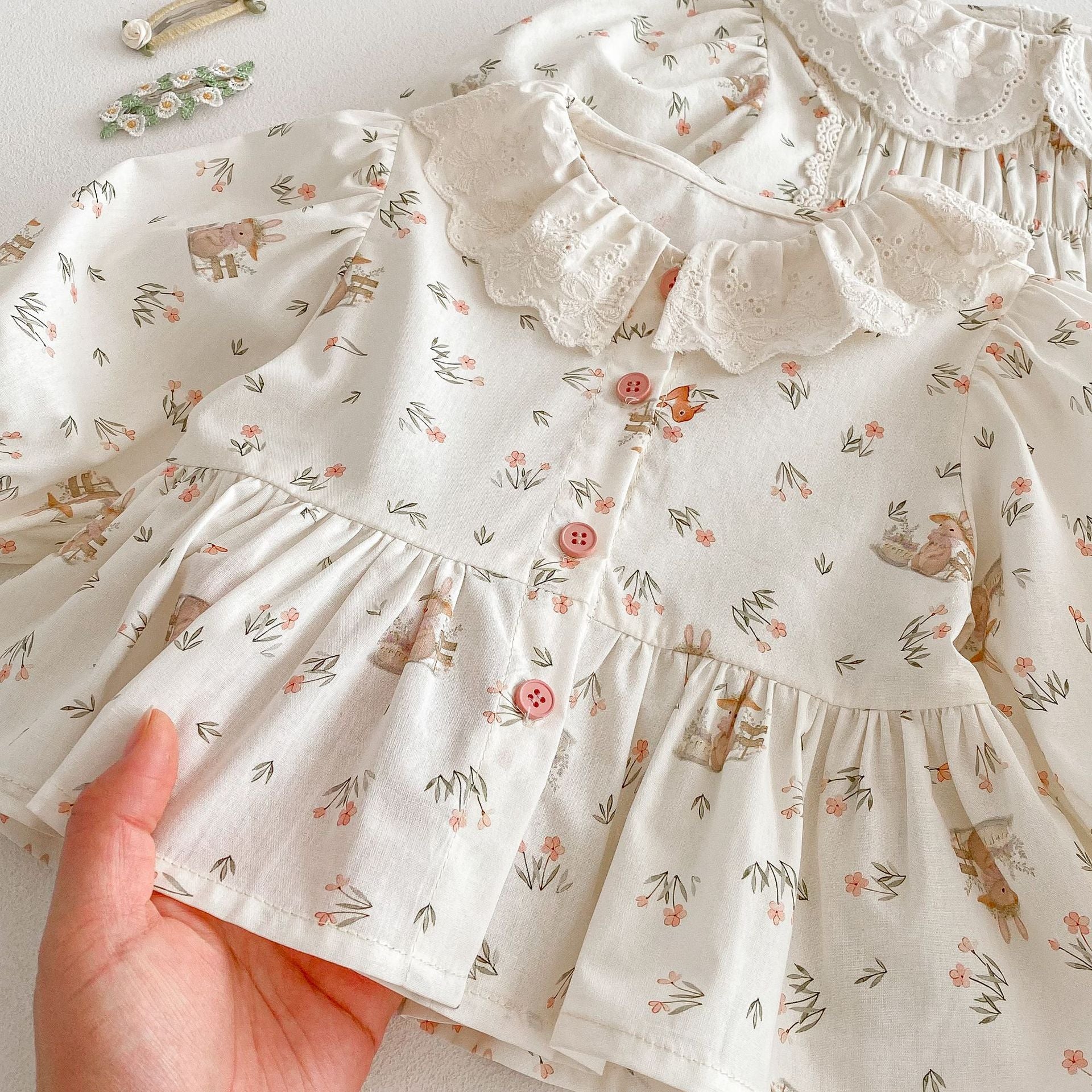 Bébé Saison Coréen Style Lapin Robe de Princesse Florale