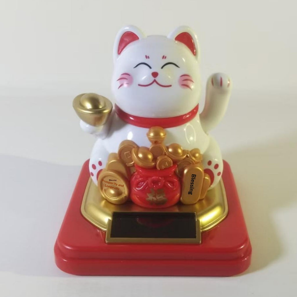 Décoration d'ornement de bureau Fortune Cat à énergie solaire