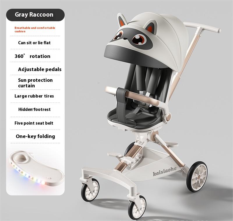 Enfants à quatre roues Bébés Trolley inclinable bidirectionnel pliant léger
