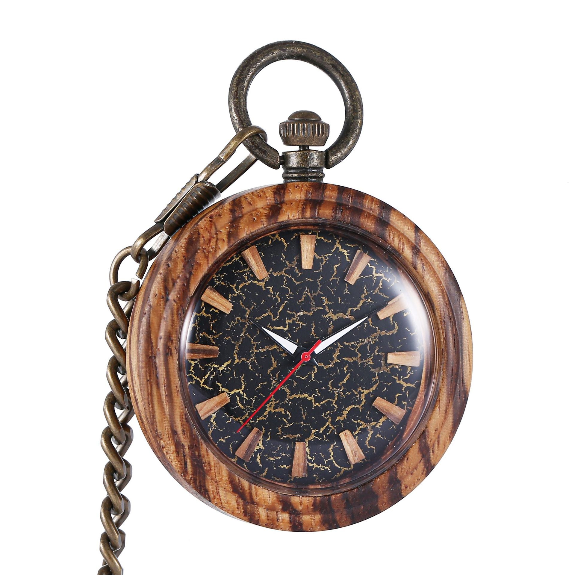 Montre de poche en bois de couleur bleue-verte
