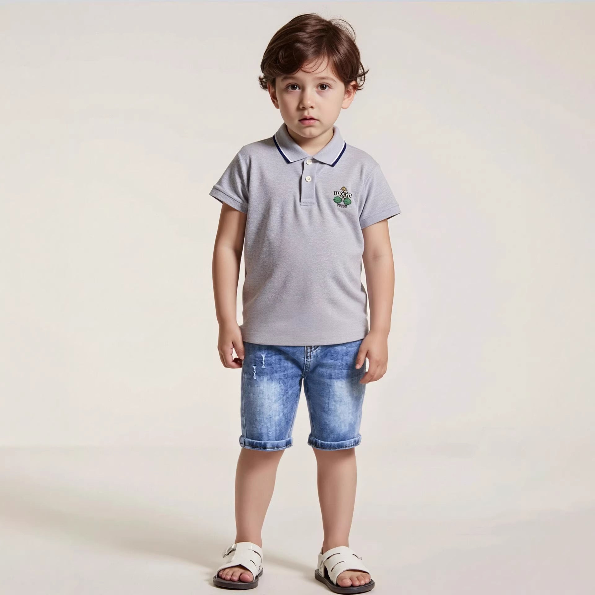 Pantalon d'été Pantalon Short Garçons Denim taille côte à côte Pantalon mi-long