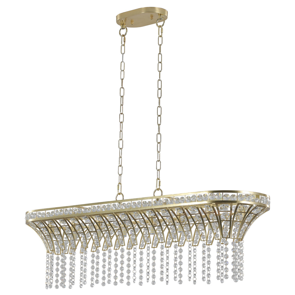 39" Rectangle linéaire en cristal moderne Lustre avec finition or