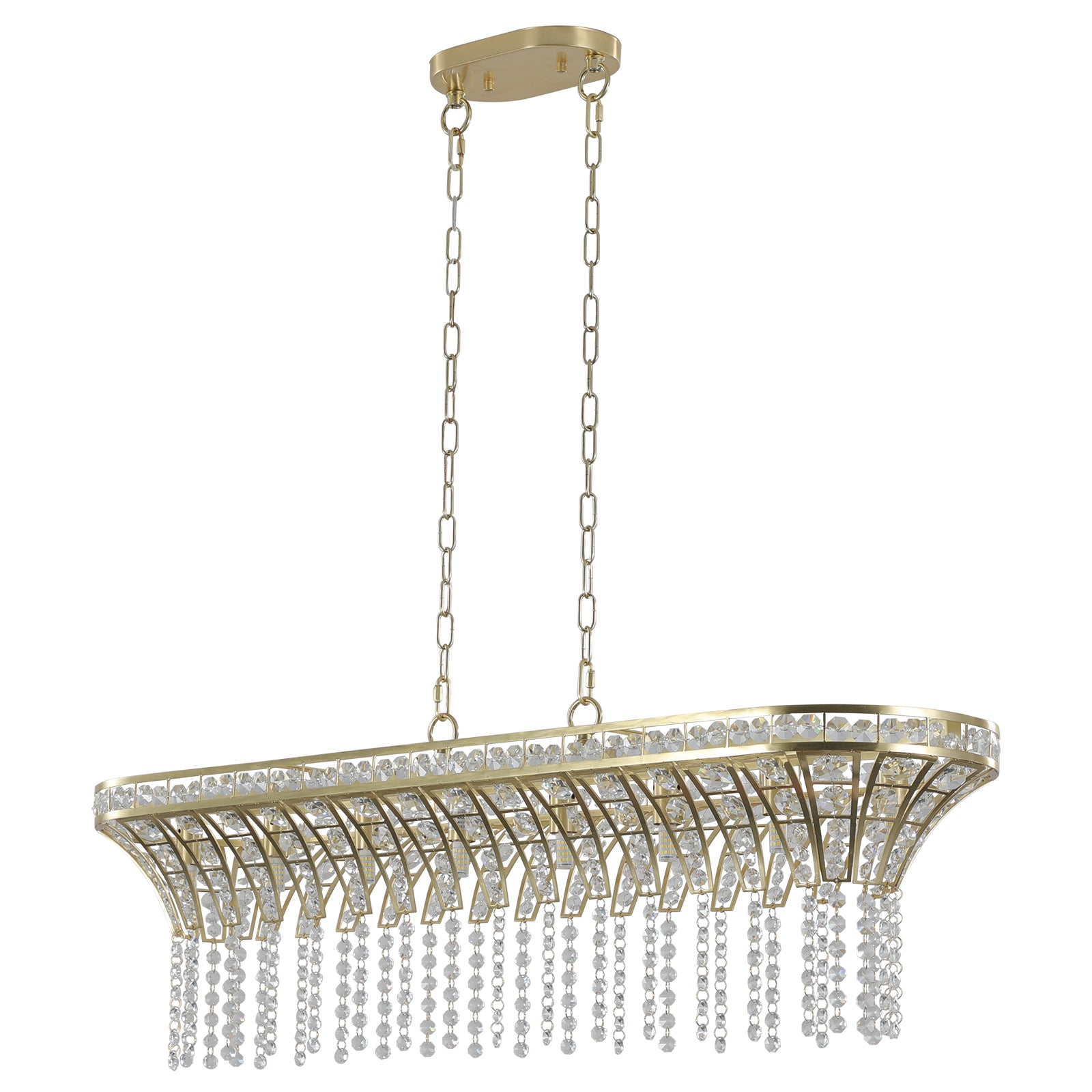 39" Rectangle linéaire en cristal moderne Lustre avec finition or