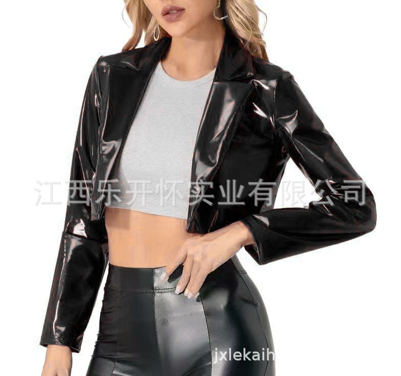 Veste européenne et américaine court moto Midriff Outfit Coat