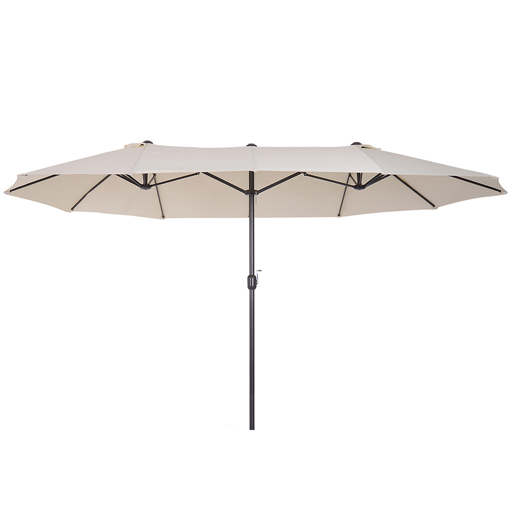 15ft Parapluie de patio marché extérieur double-câble Extra grand parapluie avec poignée pour