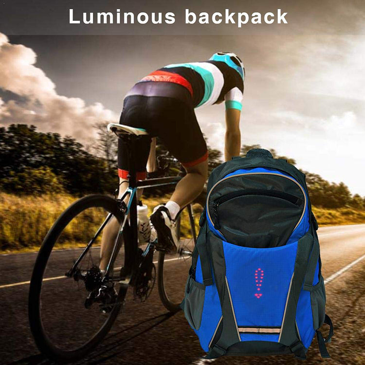 LED cycling backpack with turn signals